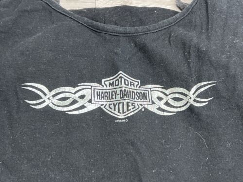 Vintage Harley Davidson RARE Cami Buckle Straps 90s Black Silver Graphic Tank XL - Picture 3 of 9