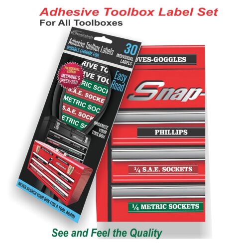 2 PACK Adhesive TOOLBOX LABELS Organize your Socket Sets - Green Edition - Picture 4 of 10