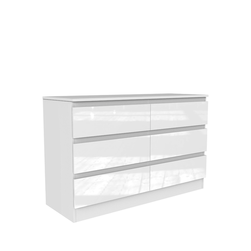 Modern High Gloss 6 Drawer Chest of Drawers Storage Bedroom Living Room Cabinet - Picture 5 of 41