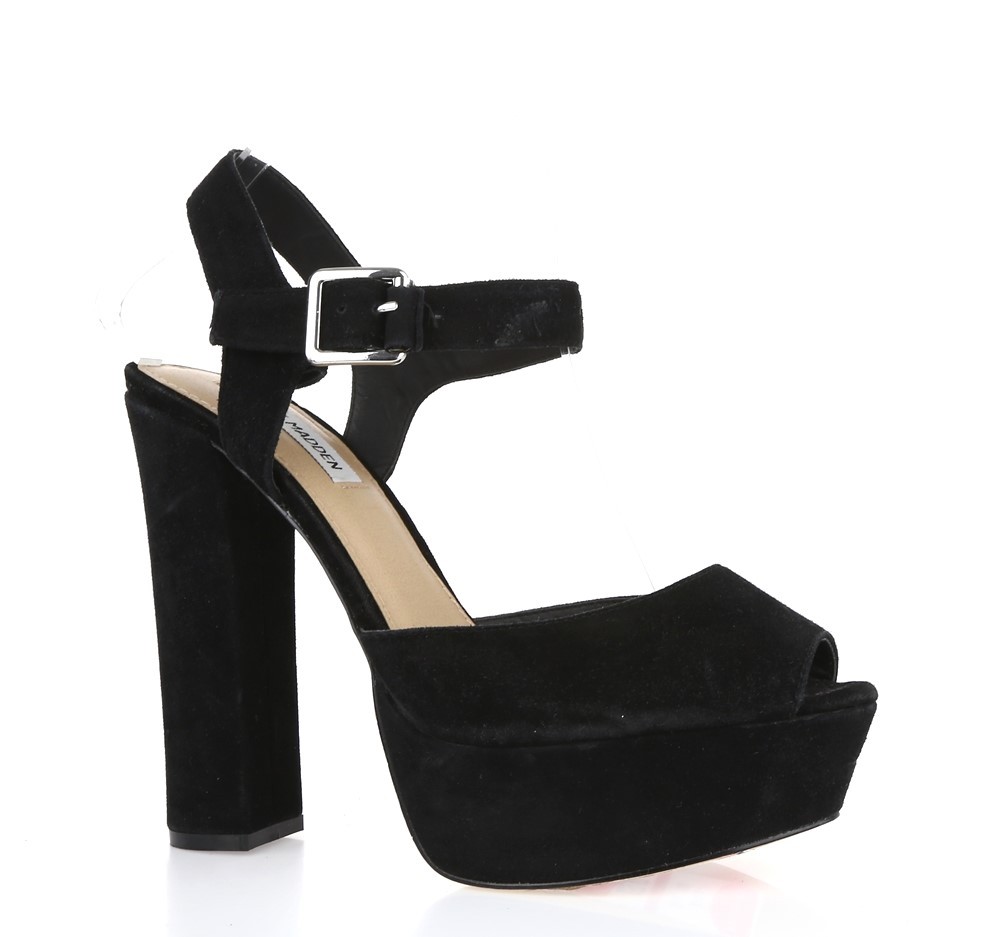 Women's STEVE MADDEN JILLYY 227947 black black black suede ankle strap platforms sz. 10 M 4fc807 Women's STEVE MADDEN JILLYY 227947 black black black suede ankle strap platforms sz. 10 M 4fc807