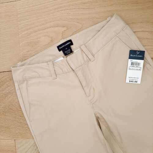 NWT Ralph Lauren Brushed Cotton Stretch Chinos, Tan, Girl's 12, $45 - Picture 3 of 5