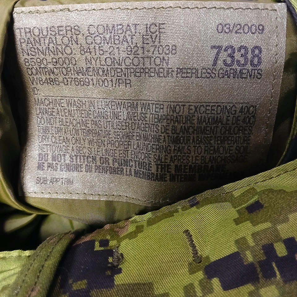 Canadian Armed Forces CADPAT Cold Weather  Pants - Large Long 7338 - Image 3 of 3