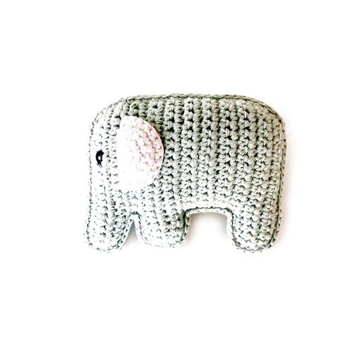 Pebble 200-153 Organic Elephant Rattle, 4-inch Length, Teal