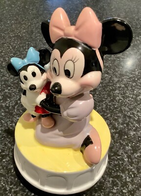 SCHMID WALT DISNEY RARE VINTAGE MINNIE & BABY MUSIC BOX   ROCK A BYE BABY  # 379
