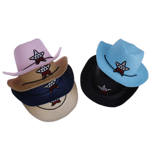 Kids boys girls cowboy summer breathable hat straw sun hat children hatsB-lu - Picture 3 of 9
