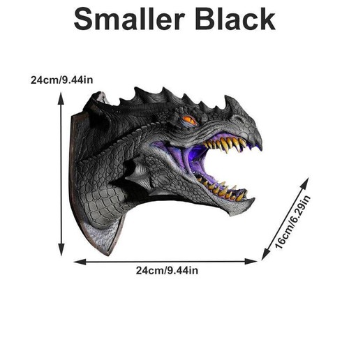 3D Drachenkopf Wand Skulptur LED Rauch Dinosaurier Wohndeko Statue Kunst/ - Bild 21 von 30