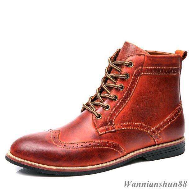 Para hombres Cuero High Top Chukka Cuero Calado botas al Tobillo Zapatos Informales Con Cordones Nuevo Para hombres Cuero High Top Chukka Cuero Calado botas al Tobillo Zapatos Informales Con Cordones Nuevo