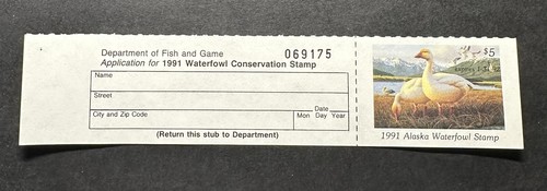 WTDstamps - 1991 ALASKA - State Duck Stamp - Mint OG NH **HUNTER TYPE** - Picture 1 of 2