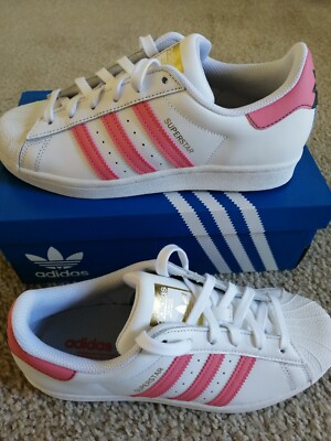 Women adidas superstar Size 7 , Cloud White/Pink/Gold Met