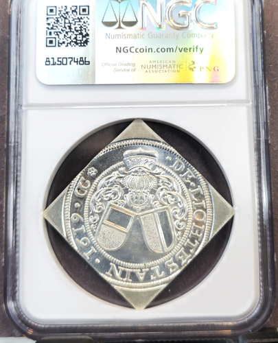 1966 LIECHTENSTEIN SILVER 3 DUCAT 1619 KLIPPE RESTRIKE NGC MS 68 RARE GEM - Picture 2 of 3