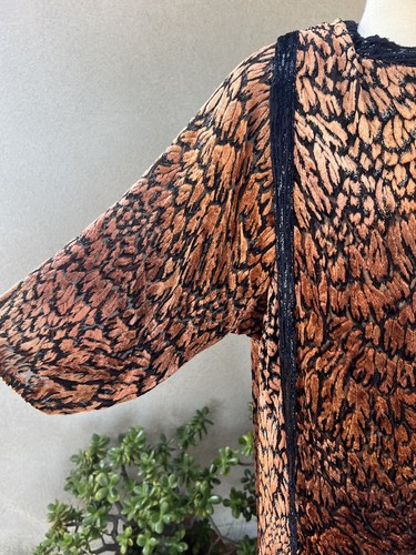 Vtg Silk Dress Animal Print Brown Black Silk XL Diane Freis - Picture 7 of 10