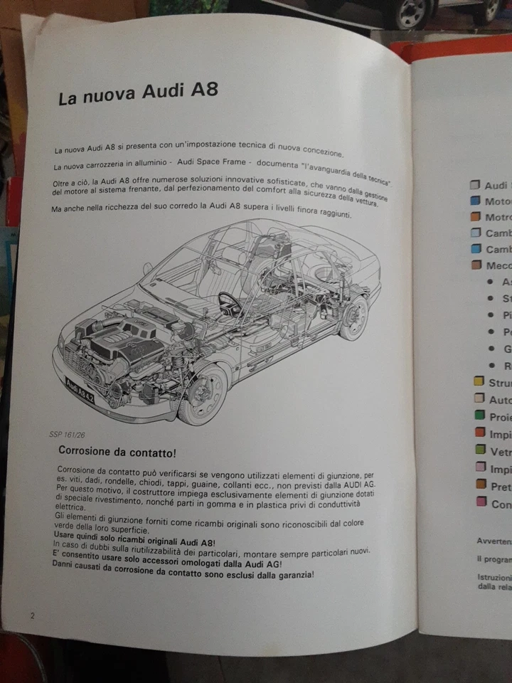 MANUALE SERVIZIO ASSISTENZA LA AUDI A8 COSTRUZIONE E FUNZIONAMENTO - Immagine 3 di 4