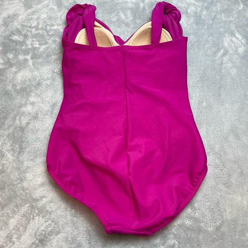Traje de baño Lands End de una pieza para mujer 8 rosa fucsia acanalado adelgazante acolchado sujetador - Imagen 2 de 6