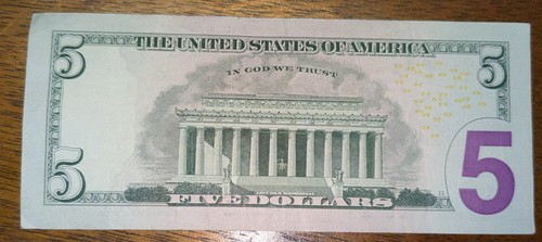 $5 Five Dollar Bill 2021 STAR NOTE - LOW RUN SIZE only 640k - Picture 3 of 3