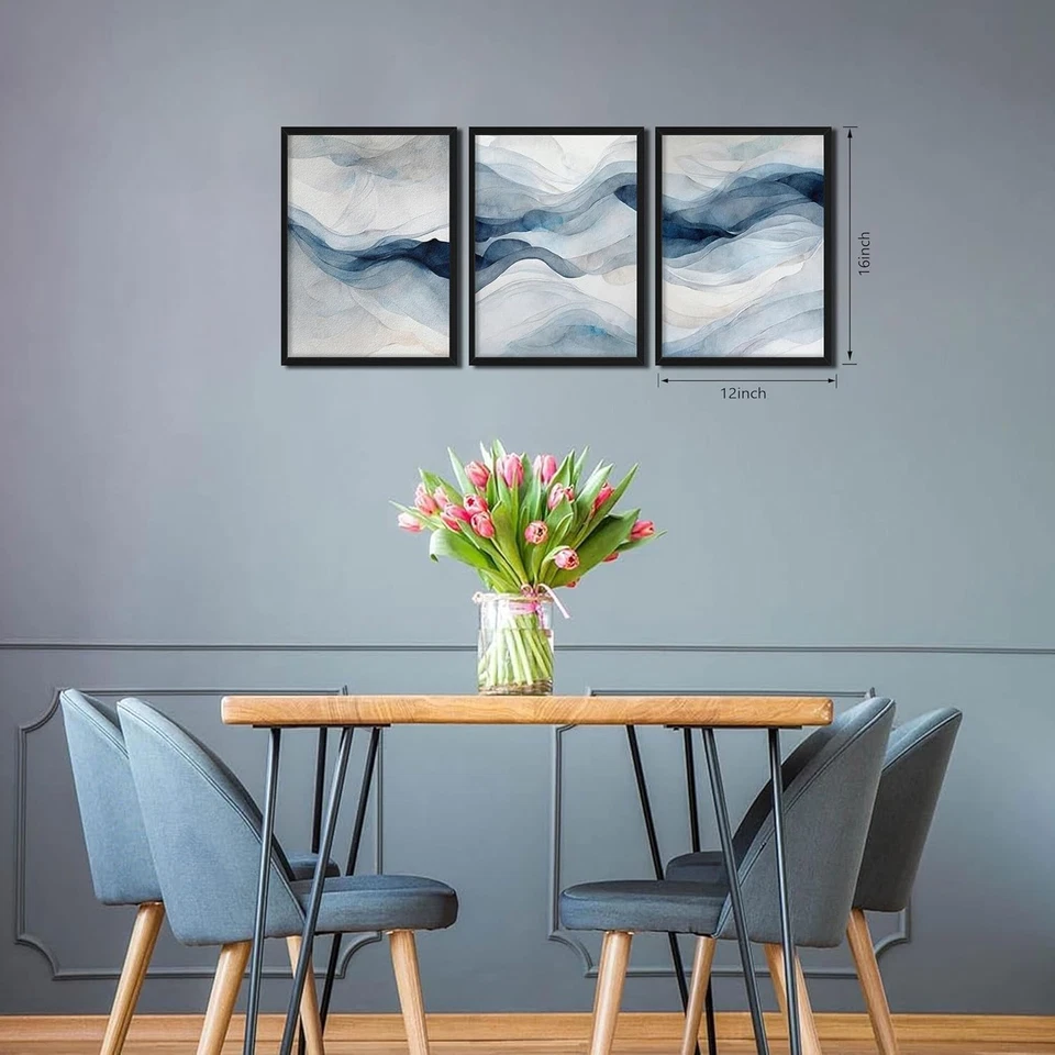 Framed 3D Textured Blue Abstract Wall Art, Modern Navy Blue Abstract Wall Decor  - Image 3 of 4