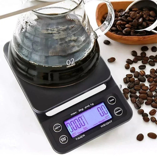 Báscula de café digital báscula eléctrica de cocina con pantalla LCD retroiluminada 3KG/0,1 g Reino Unido - Imagen 2 de 7