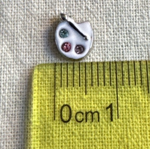 Origami Owl ARTIST’S PAINT PALETTE w/CRYSTALS Floating Enamel ART Charm - Picture 2 of 4