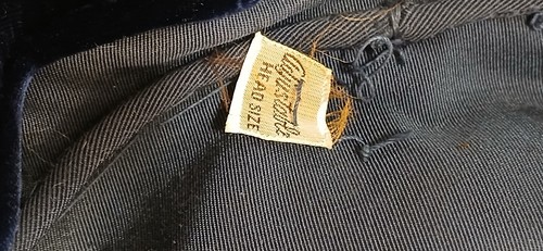 Vintage Fascinator Hat Cap Navy Blue Velvet Bonnet - Picture 12 of 12