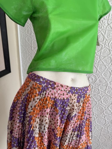 Vintage Valentino Floral Pleated Midi Skirt-1990s-Y2K-Easter-Pastel-Designer-M - Picture 13 of 21