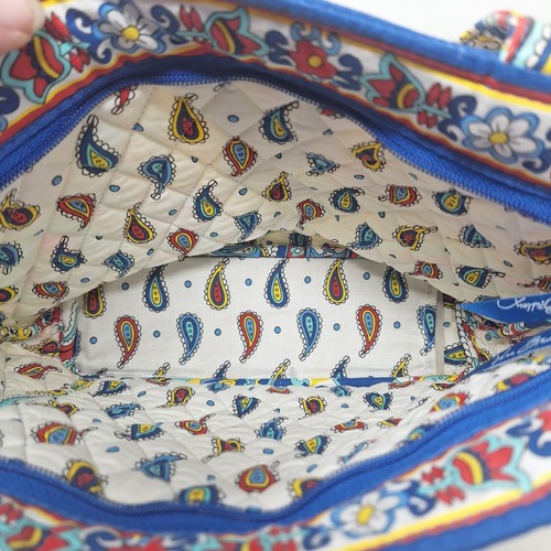 Vera Bradley Schultertasche Marina Paisley blau gesteppt Canvas Bohemian Hippie - Bild 11 von 13