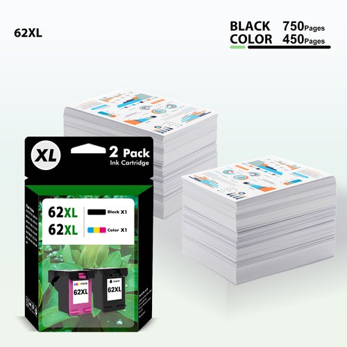 Czarny i 2PK Trójkolorowy 62XL wkład atramentowy do HP ENVY 5545 5547 5548 5549 5640 - Zdjęcie 3 z 6