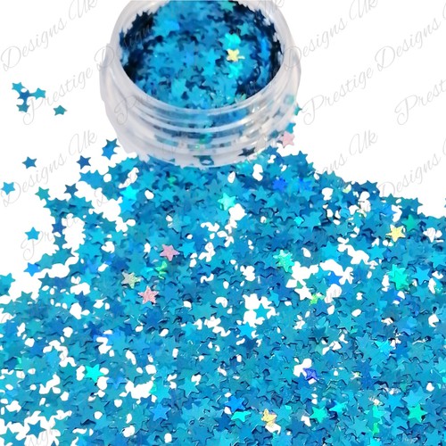 3mm Holographic Star Sequins Blue Turquoise Glitter Nail Art Resin Craft 3g Pot - Picture 6 of 6