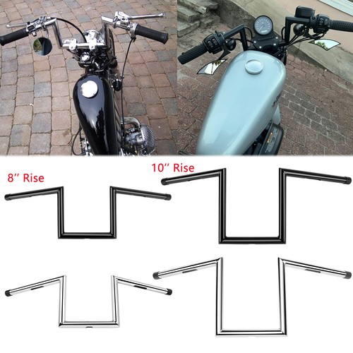 8" 10" Rise 1" Z Bar Hanger Handlebar For Harley Honda Yamaha Suzuki Kawasaki - Picture 1 of 23