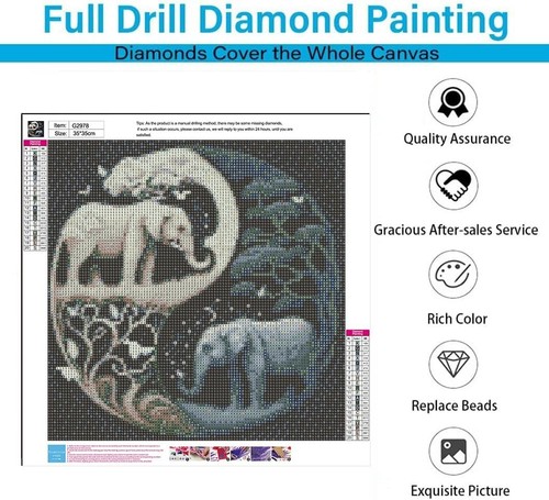 Eiazuiks Diamond Painting Kits for Adults, Elephant 5D Onesize, Select Color  - Imagen 4 de 7