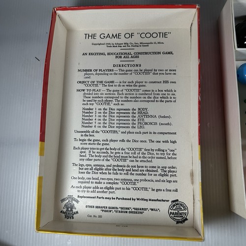 Vtg The Game Of Cootie , Original Box Missing Pieces - Picture 6 of 6