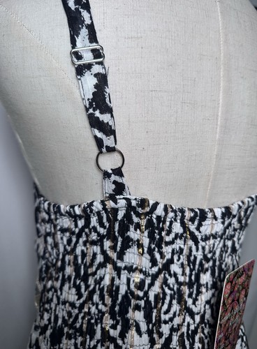 Anthropologie Me 2 Magic Maxi Dress XL Flare Boho Sequin Black White Safari - Picture 11 of 14