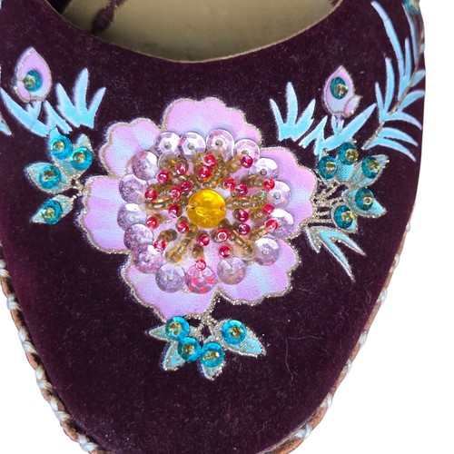 Matisse Womens Vintage Marisel-A Maroon Velvet Floral Embellished Flats Size 8 - Picture 6 of 9