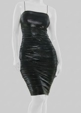 B Darlin Women's Juniors Silver Square Neck Shirred Bodycon Metallic Dress Sz XS