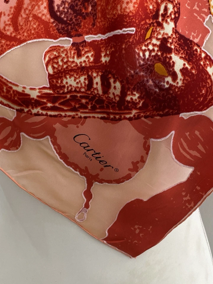 S36# Cartier Multicolore Silk Scarf 34 Inch Made In Italy  - Image 4 of 4