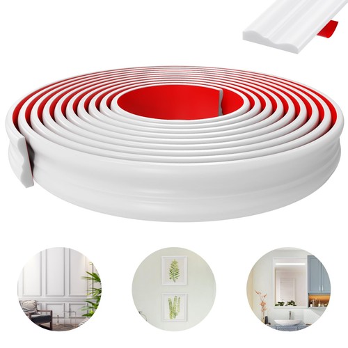 20ft x 1.6in Peel and Stick Wall Molding - Flexible DIY Decorative Trim, Self...