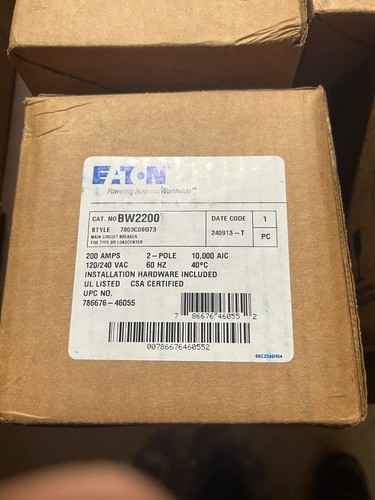 NEW CUTLER HAMMER BW2200 10k 200-AMP 2-POLE BW Main Breaker EATON
