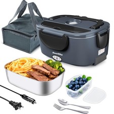 Electric Lunch Box for Adults, 80W Heated Lunch Box, 1.5L Stainless Steel Con...