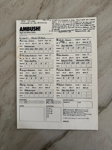 Vintage 1983 Victory Games AMBUSH! Solitaire Squad Level WWII Combat France 1944 - Picture 12 of 14
