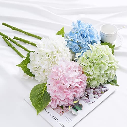 21" Real Touch Hydrangea Artificial Flowers with Long Stem & 4pcs White - Picture 7 of 7