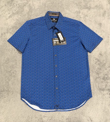 Buttercloth Men’s M Regular Fit Prop Blade Blue Short Sleeve Button Up Shirt - Picture 2 of 10