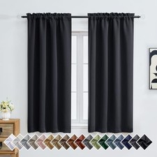 out Curtains for Bedroom 63 Inch Length 2 Panels, 40"W x 63"L Pack of 2 Black