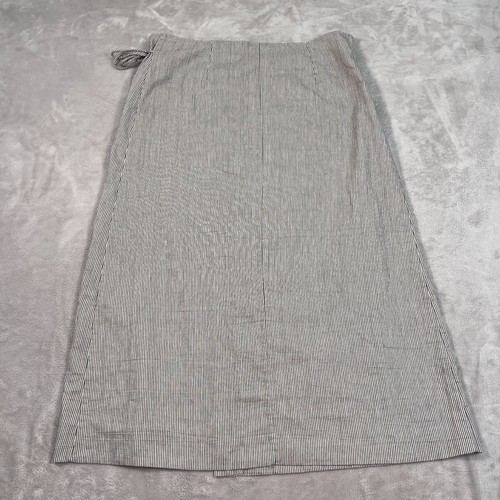 Falda envolvente Massimo Dutti para mujer grande gris beige a rayas mezcla de lino tejida - Imagen 9 de 12