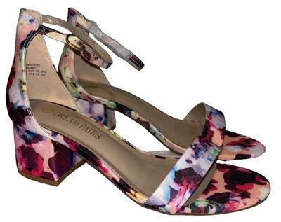 Dream Pairs Chunky Sandal Heels Womens Cottagecore Multi Floral Canvas Size 6.5