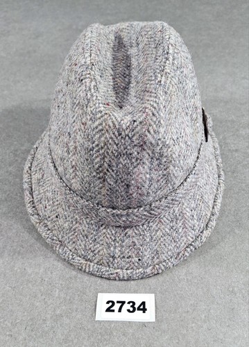 Vintage Dunn & Co Fedora Trilby Hat size 6 3/4/ 55 Harris Tweed 100% Wool Grey - Picture 9 of 9