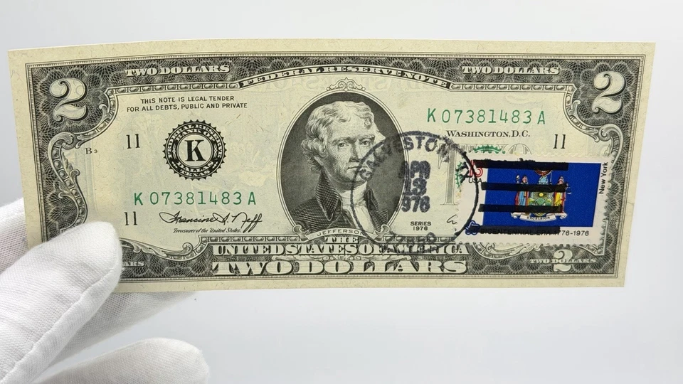 1976 $2 Dollar Bill First Day Issue Dallas Texas Stamped UNC Collectible Note - Image 3 of 4