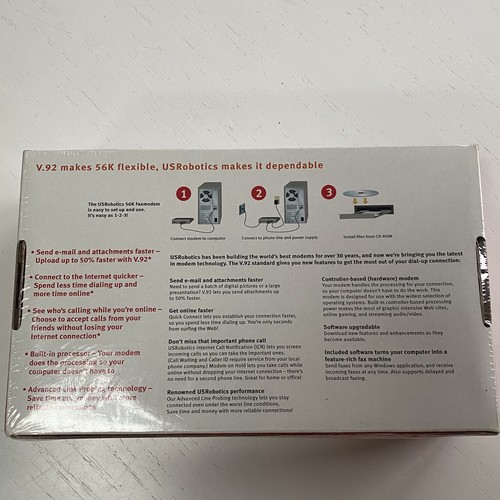 US Robotics V.92 USR5686E External Modem + Fax New Sealed - Afbeelding 2 van 6