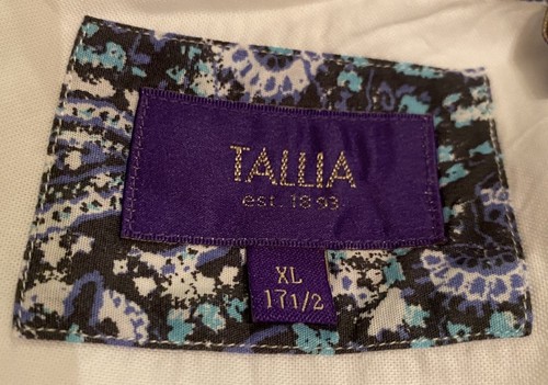 Tallia Mens White Button Up Dress Shirt Size XL White w/Print Lined Accents - Picture 2 of 8