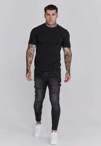 SikSilk Mens Black Smart T-Shirt Medium - Picture 3 of 5