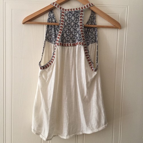 Urban Outfitters Ecote Boho Hippy Cream Cotton Racerback Tank Top Size S Cotton - Picture 3 of 8