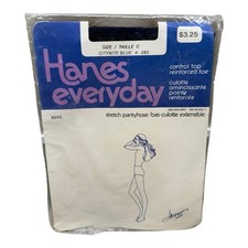 Vintage Hanes Everyday Day Control Top Stretch Pantyhose Size C Citynite Blue