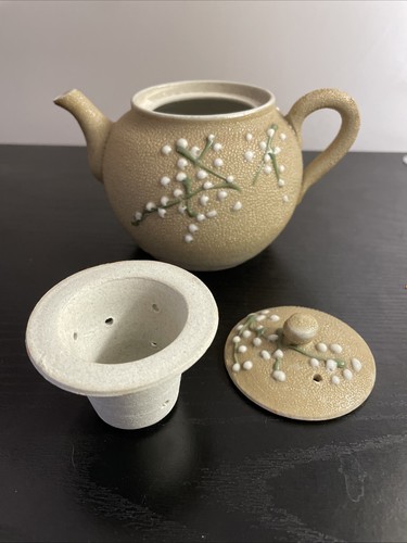 Moriage Keramik Teekanne Meiji Ära 1868-1890 Haifischhautoptik. Loser Teeabfluss - Bild 6 von 8